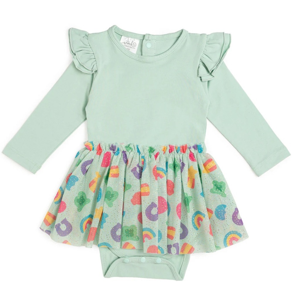 LUCKY CHARM ST. PATRICK'S DAY LONG SLEEVE TUTU BODYSUIT